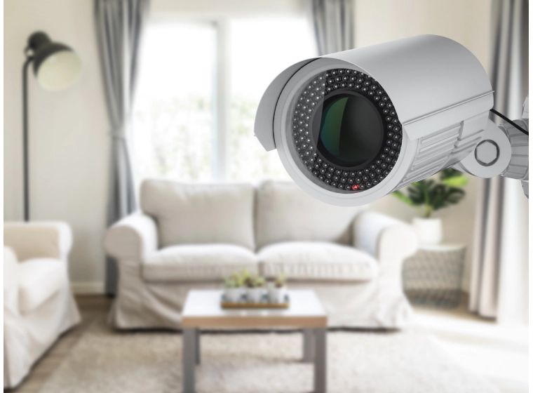 security camera installed in living room